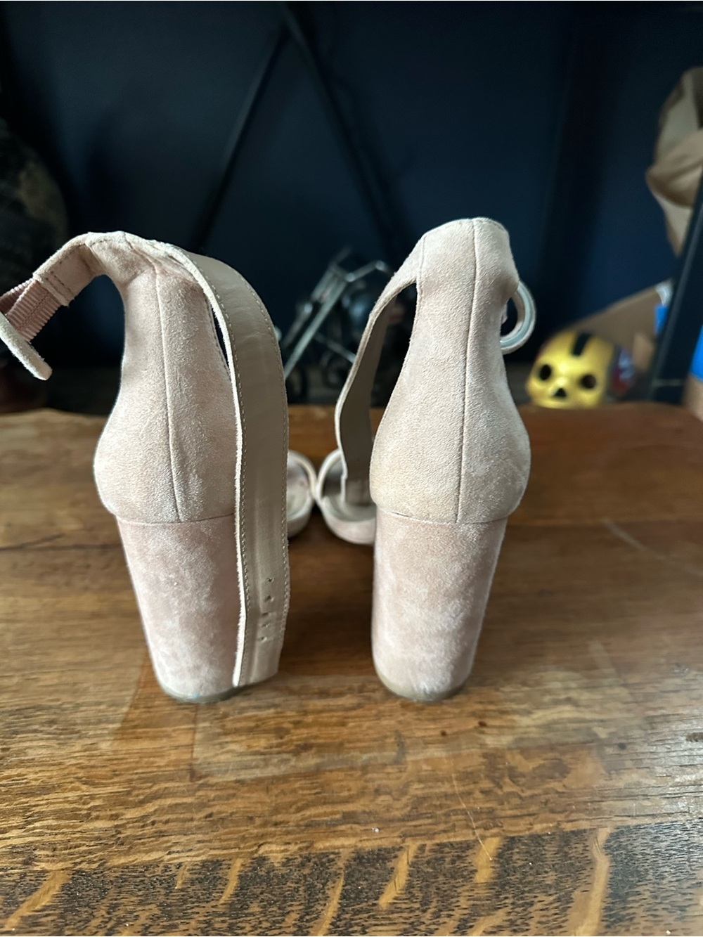 Steve Madden Blush Nude Suede Ankle Strap Block Heels - Picture 4 of 8